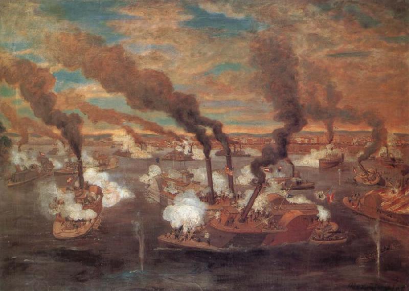 unknow artist The Great Naval Battle at Memphis China oil painting art